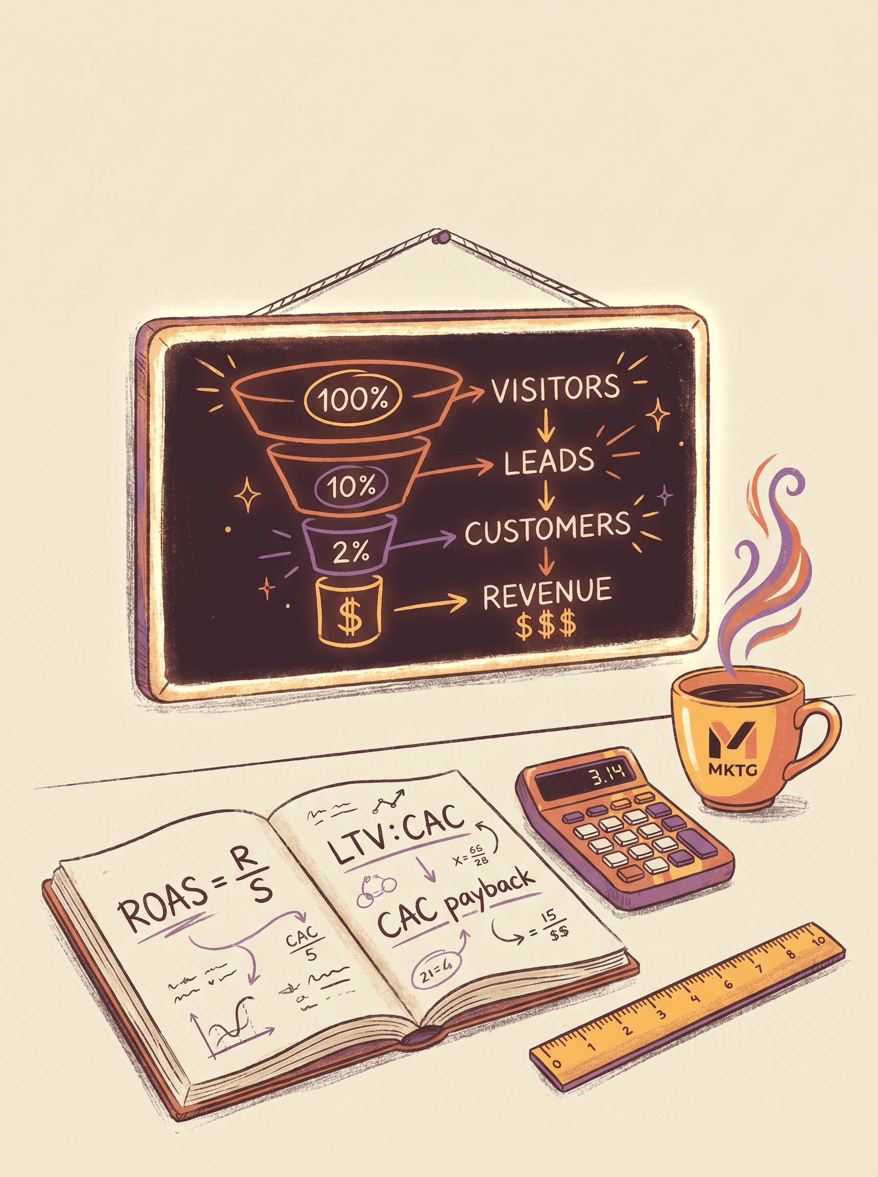 Cover illustration for The Marketing Math Workbook